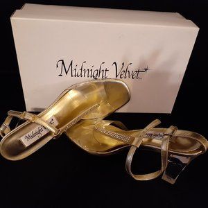 Midnight Velvet Rhinestone & Gold Sandal